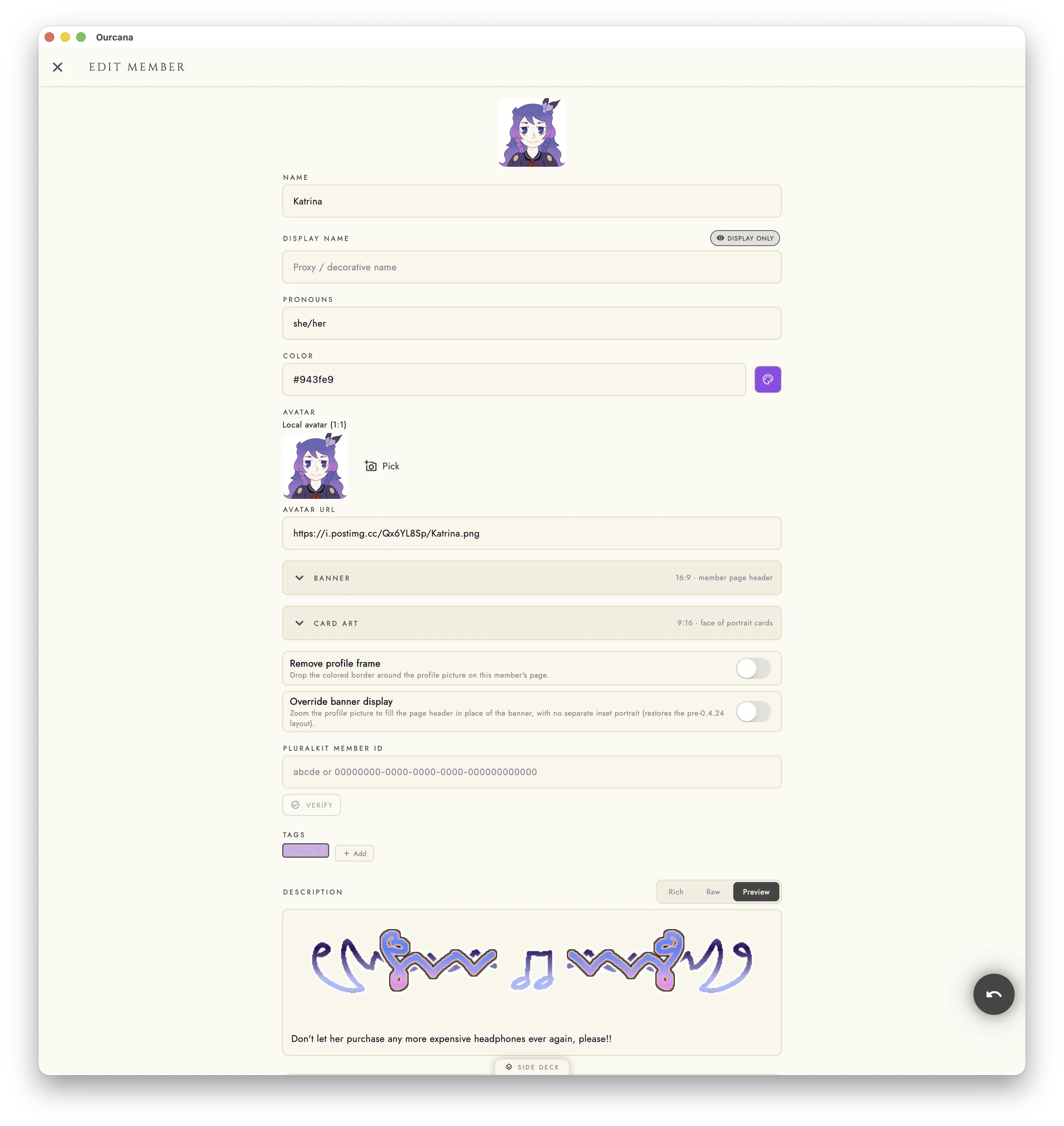 Markdown editor for members in ourcana