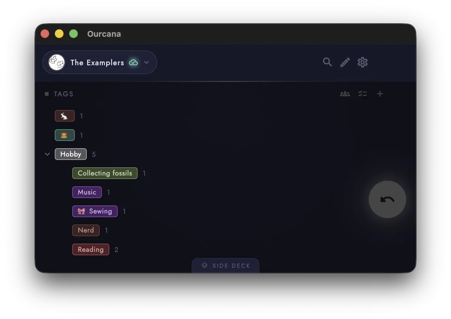 Ourcana's tag tree: a graph structure to filter members like folders