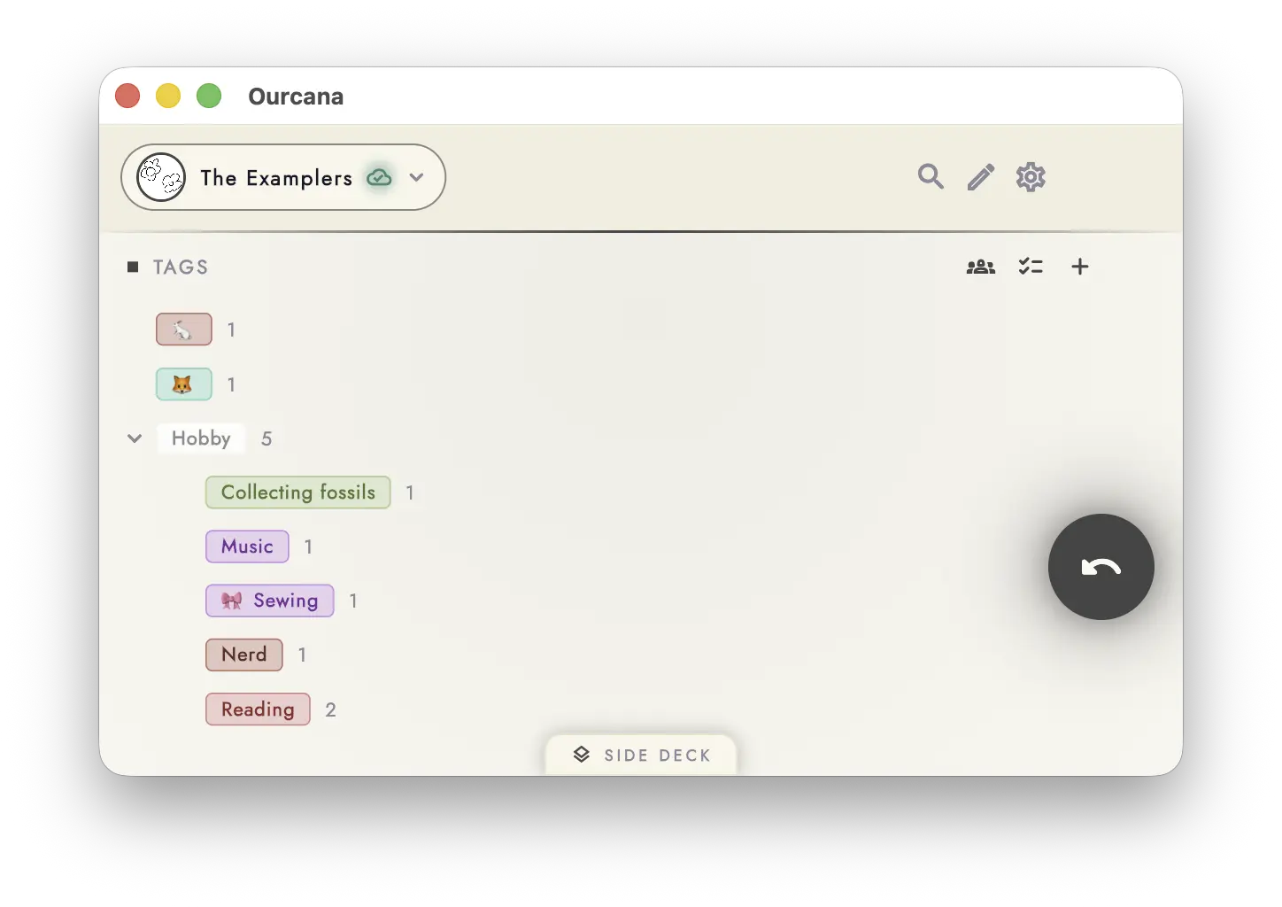 Ourcana's tag tree: a graph structure to filter members like folders